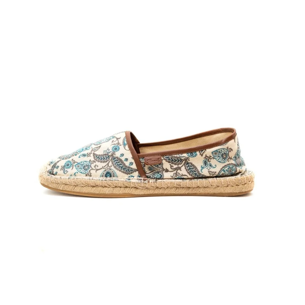 GUCCI Men's Cloth espadrilles Creme and multicolor paisley print Flats Size US 9
